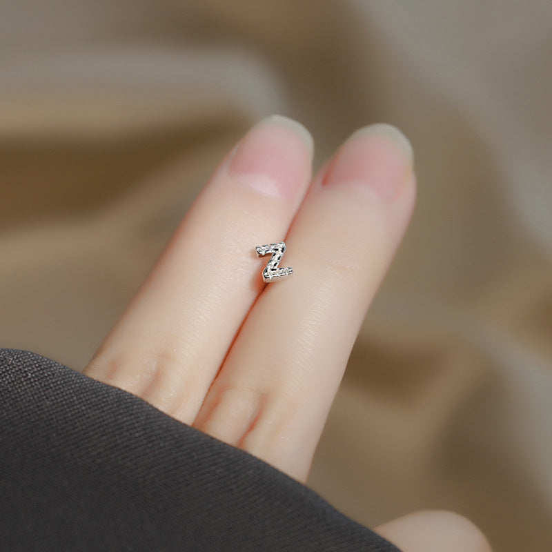 Wholesale Simple Niche Design Mini Full Diamond Earrings for Men and Women Sterling Silver Full Diamond 26 Letter Earrings